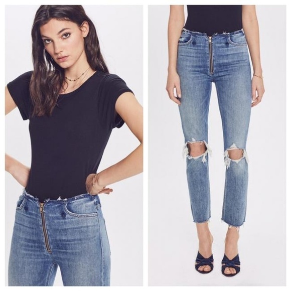 💕MOTHER💕 The Dazzler XYZ Double Fray Denim Jeans ~ Helter Skelter 31 NWT - Picture 1 of 16
